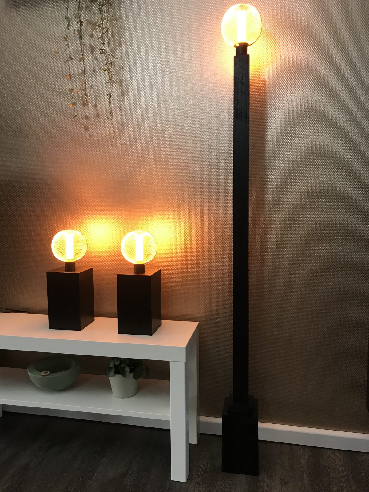 houten handgemaakte staande lampen